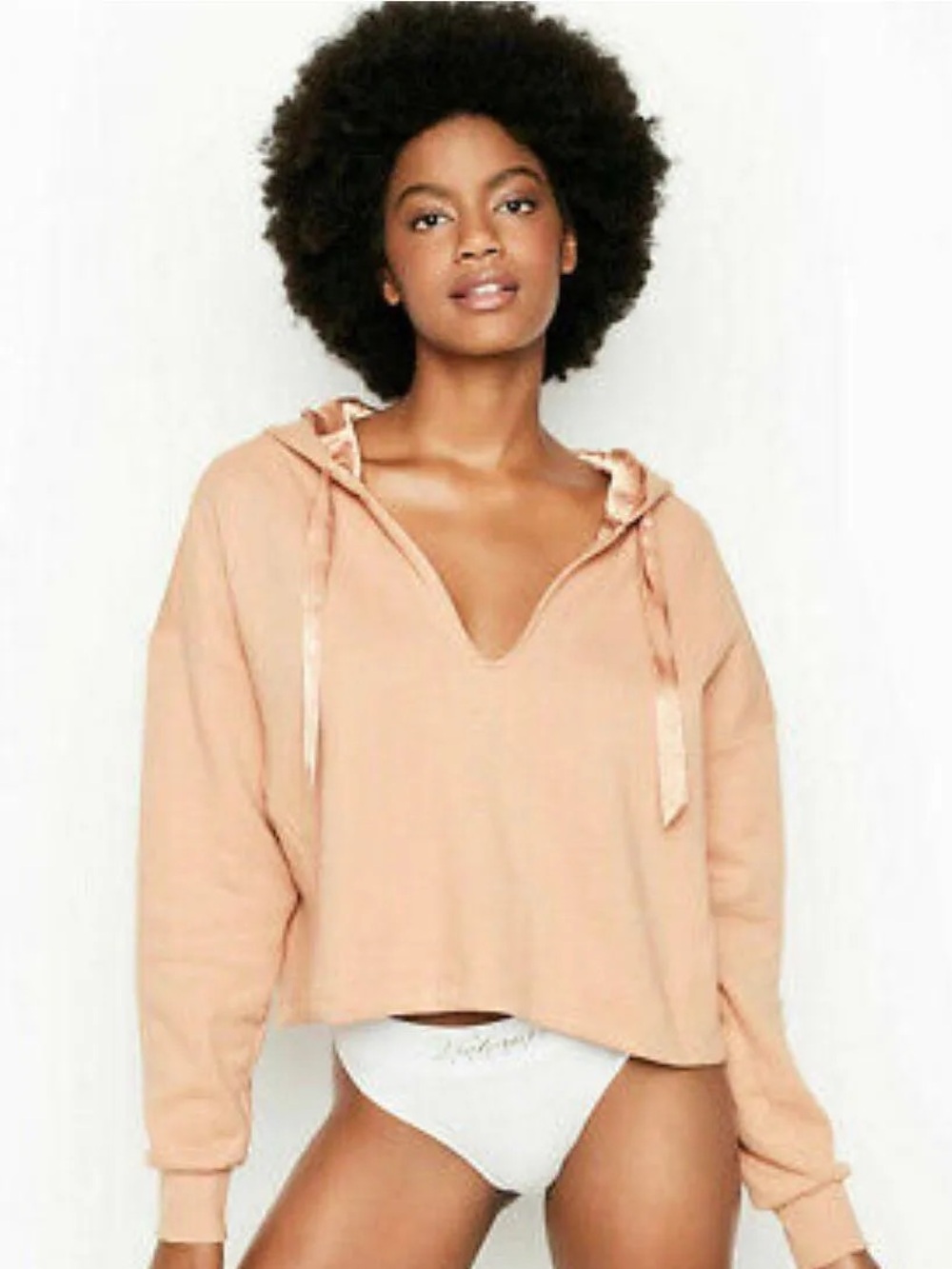 Victorias Secret Satin Lined Cropped Hoodie